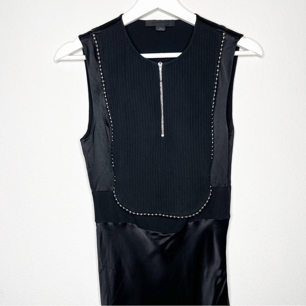 Vintage Alexander Wang Satin Tuxedo Bib Studded Dress - Picture 4 of 10